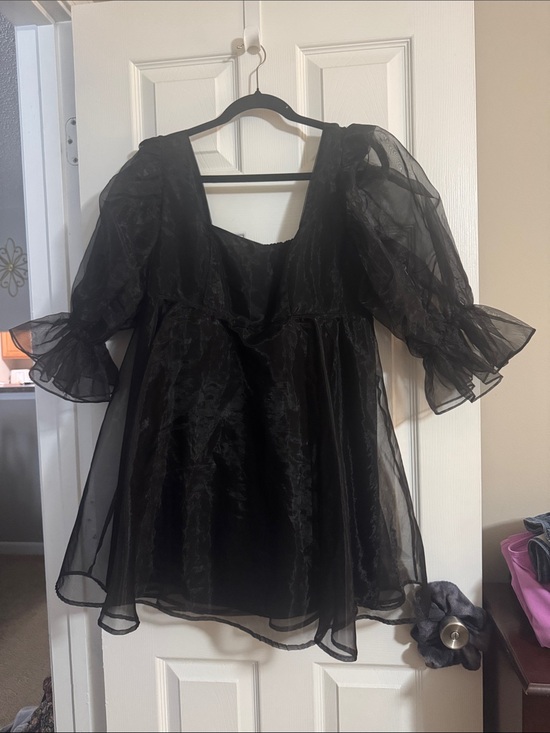 Buddy Love Dresses & Skirts - Buddy Love Black Sheer Puff-Sleeve Mini Dress